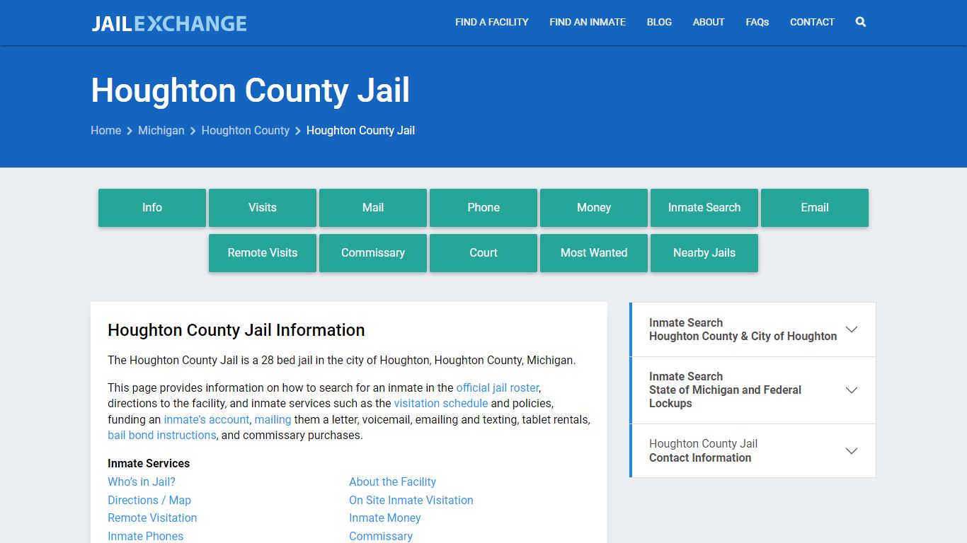 Houghton County Jail, MI Inmate Search, Information